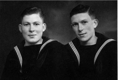 My dad's brother Andrew Fraser Davidson was killed on board HMS Barham. This is the only photo taken of my father and his brother together.